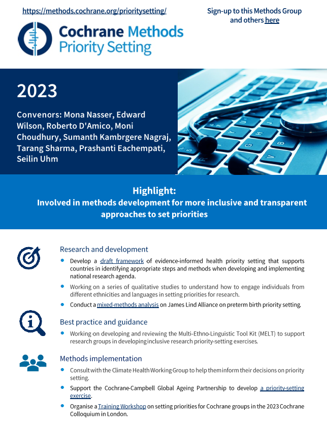 2023 Priority Setting Methods Group Report